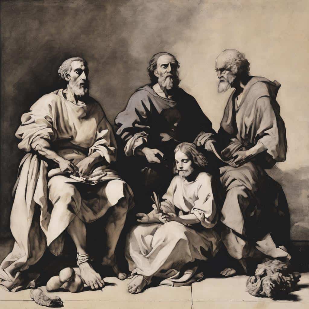 Χρώμα και Συναίσθημα στην Τέχνη, επίσημη αναπαράσταση σκίτσου με έντονες αντιθέσεις και συναισθηματική έκφραση.